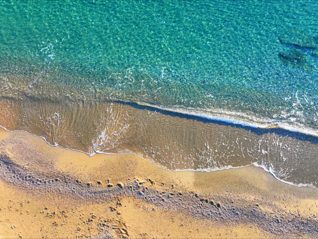 Voutakos Beach, Paros, shoreline view with calm water