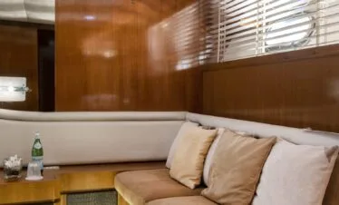 Akhir 27 yacht interior, master cabin seating and details.