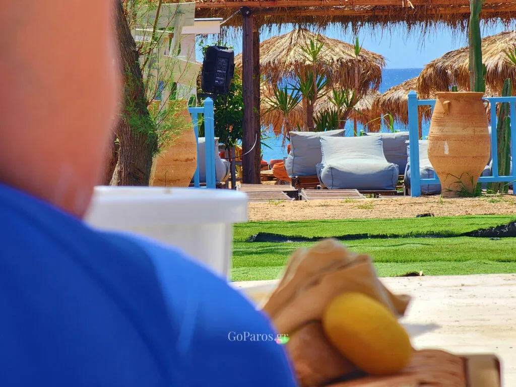 Clay preparation during a seaside pottery workshop on Golden Beach in Paros