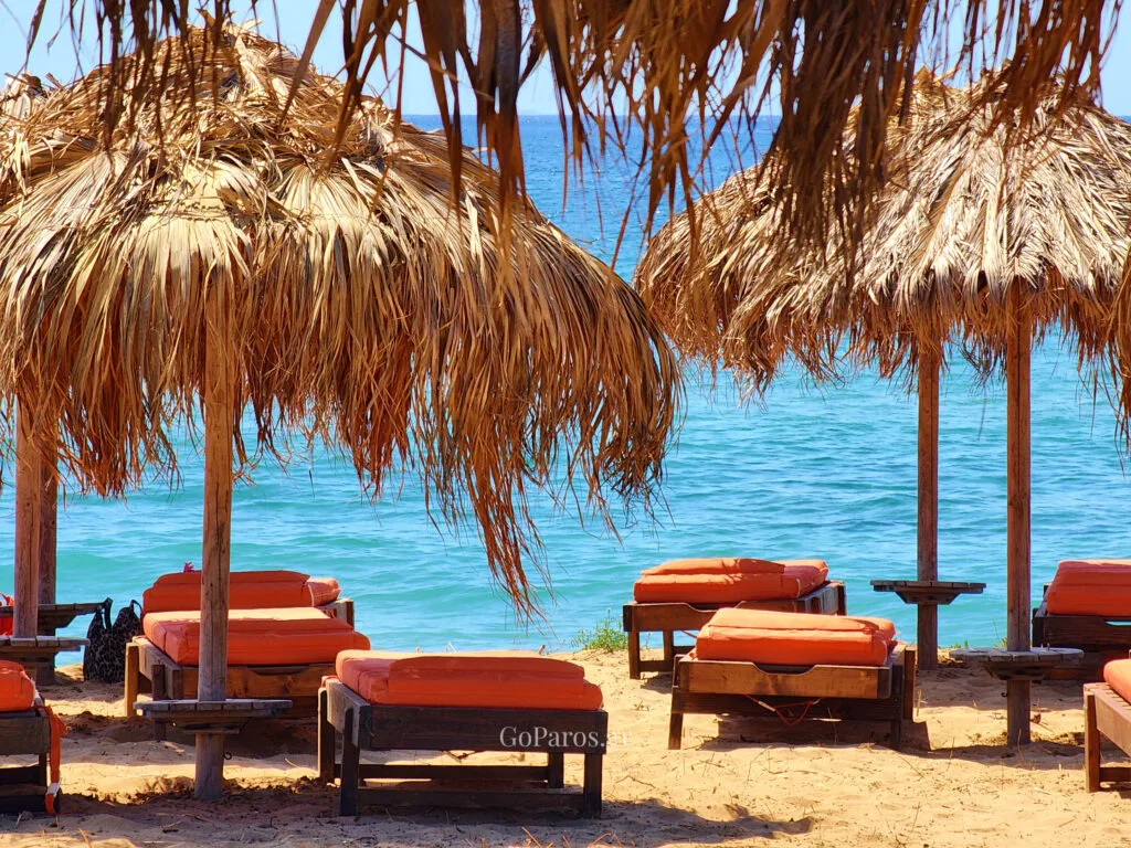 Seaside setting on Golden Beach in Paros near the pottery workshop location