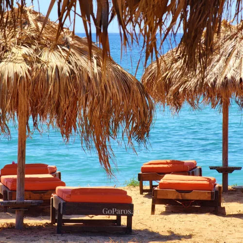 Seaside setting on Golden Beach in Paros near the pottery workshop location